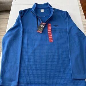 Men’s XL Callaway Golf Long Sleeve Pullover 3 Pocket 1/4 Zip Galaxy Blue NEW TAG